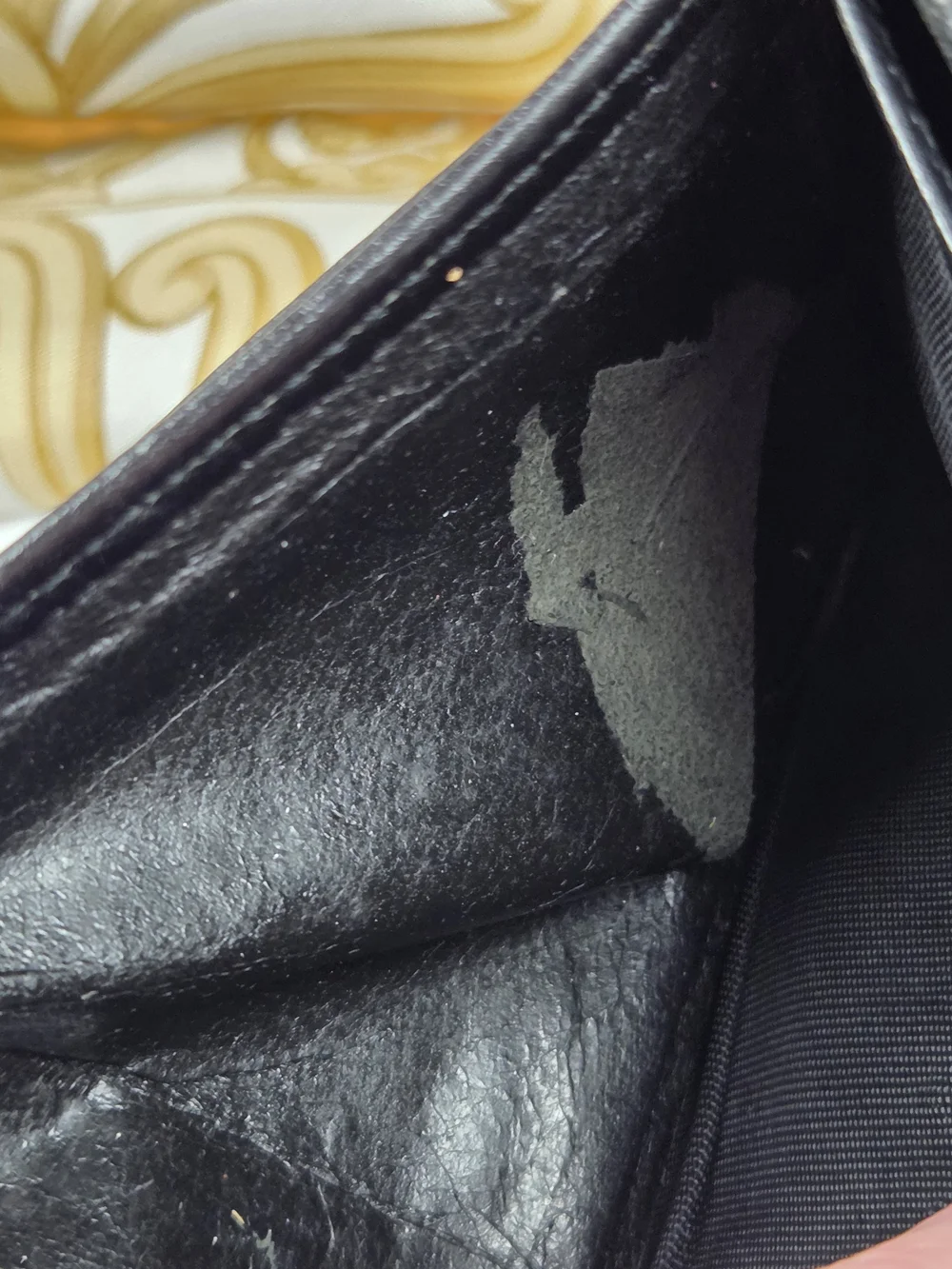 Authentic Gucci Black GG Canvas Bifold Wallet Hidden Coin Pouch Leather